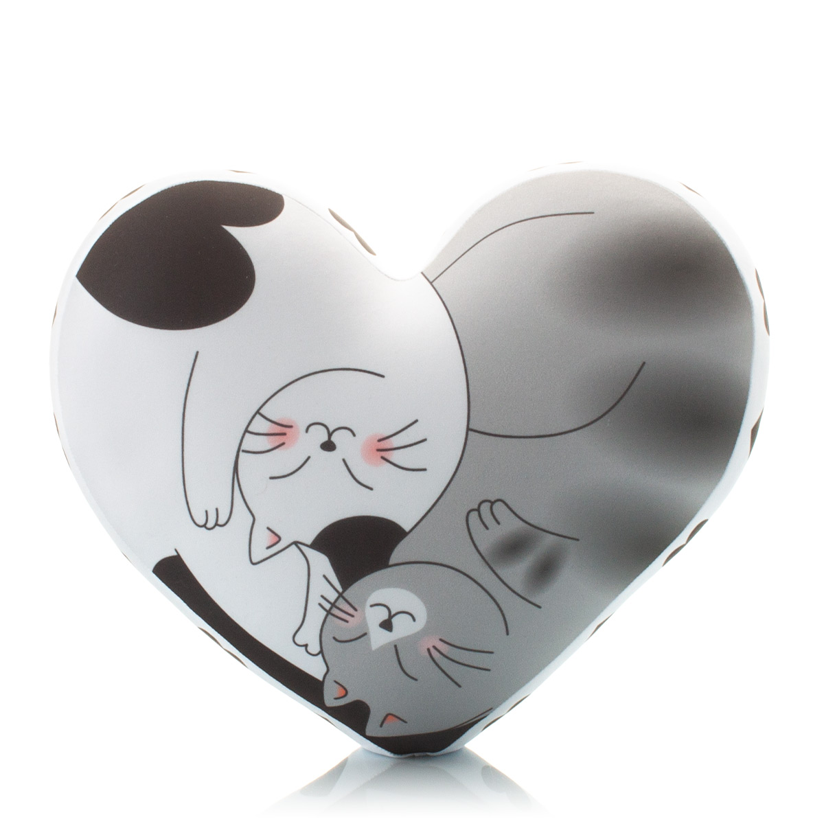 19 Сердце 3D Черное с Котиками 3