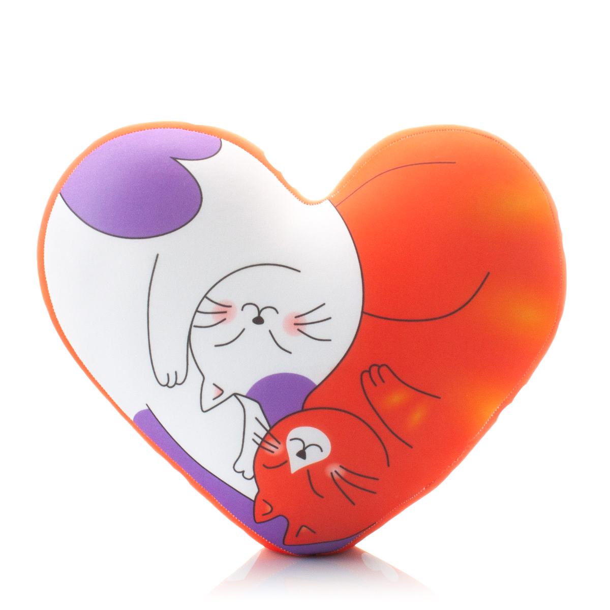 14 Сердце 3D Красное с Котиками 3