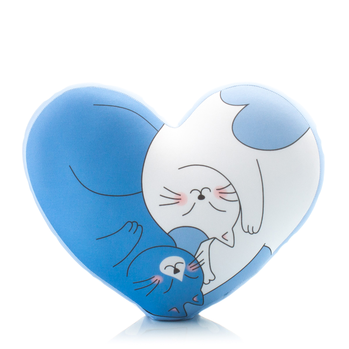 15 Сердце 3D Синее с Котиками 1