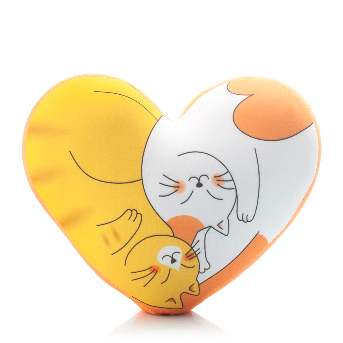 13 Сердце 3D Оранжевое с Котиками 1