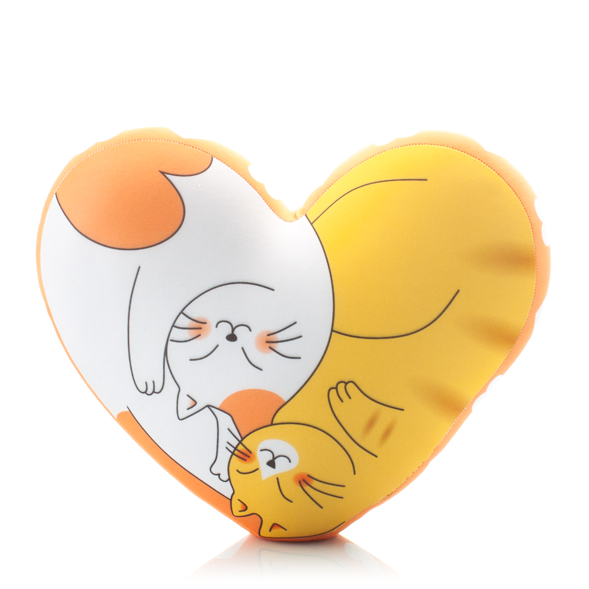 13 Сердце 3D Оранжевое с Котиками 3