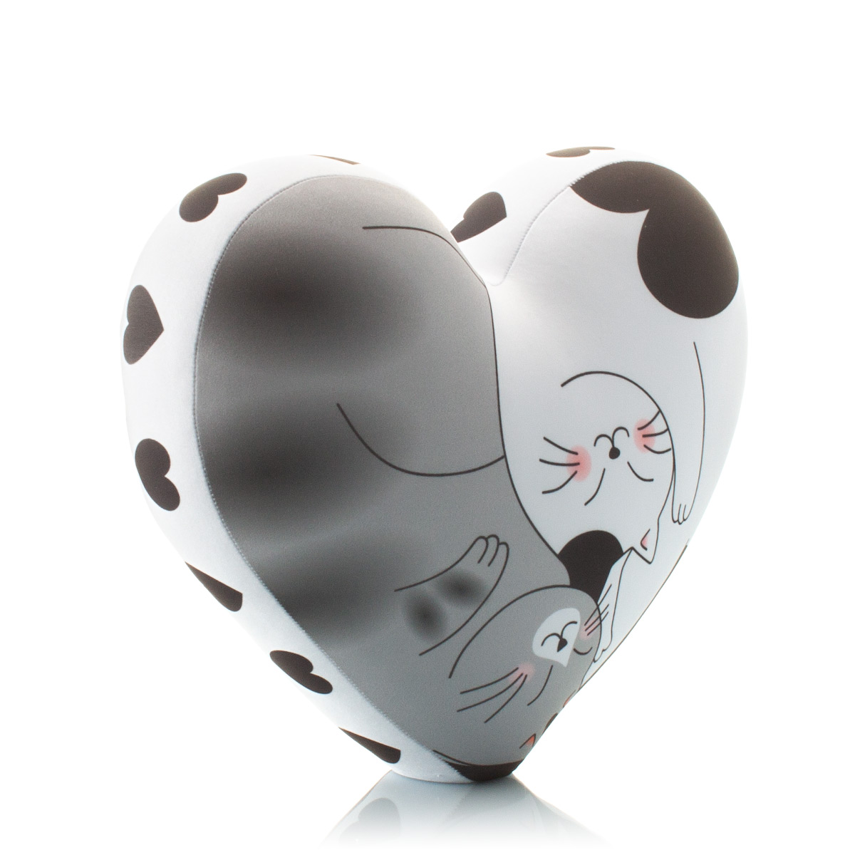 19 Сердце 3D Черное с Котиками 2