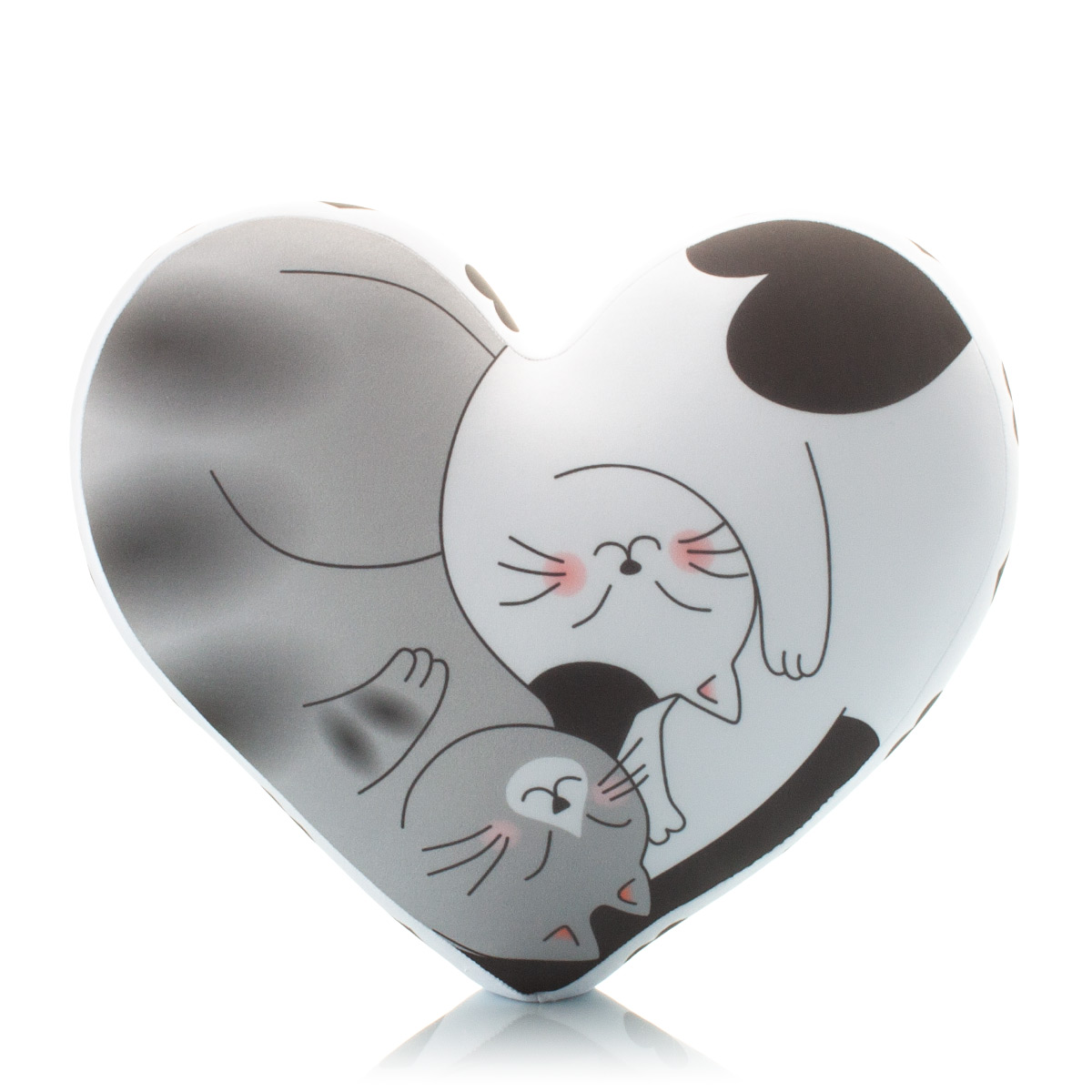 19 Сердце 3D Черное с Котиками 1