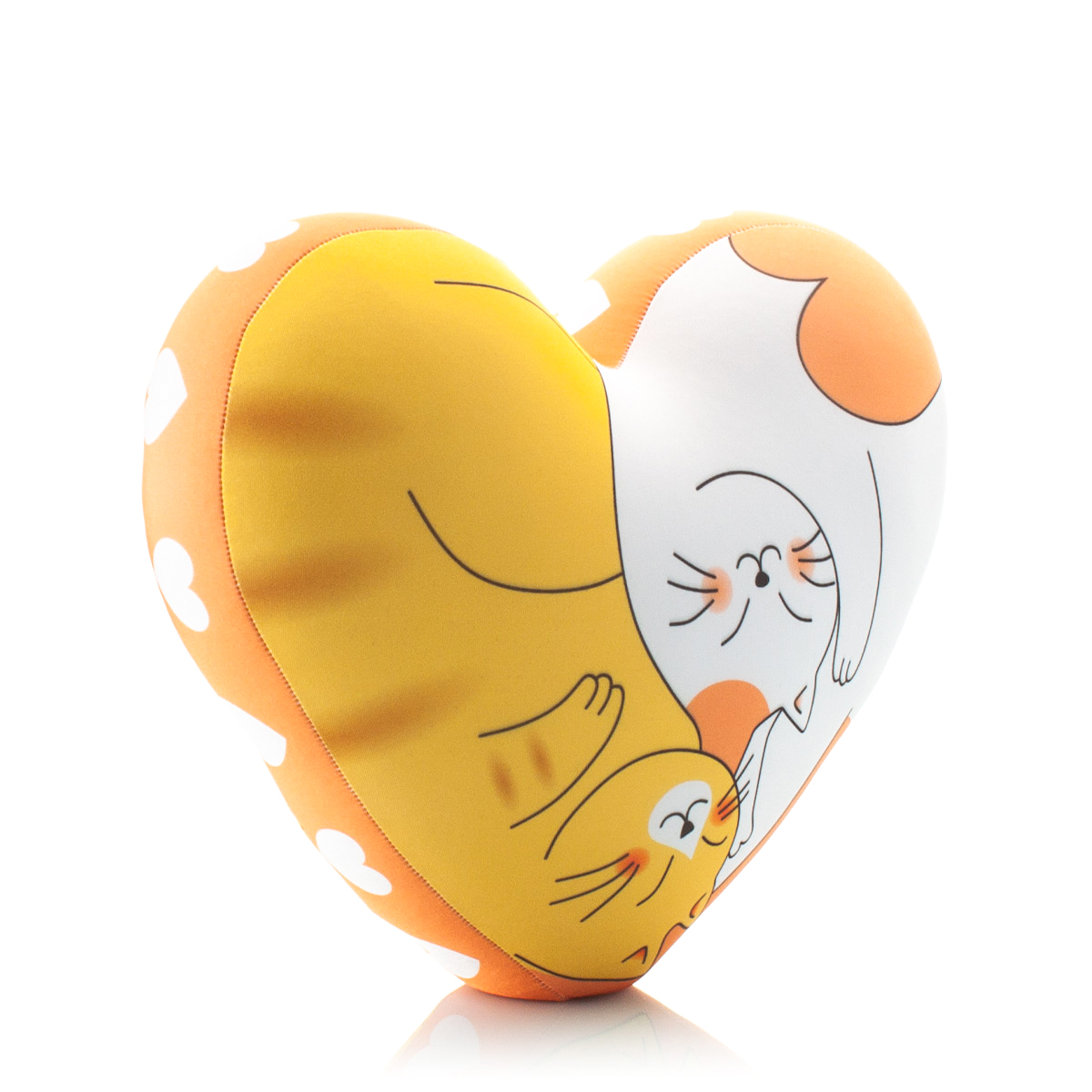 13 Сердце 3D Оранжевое с Котиками 2