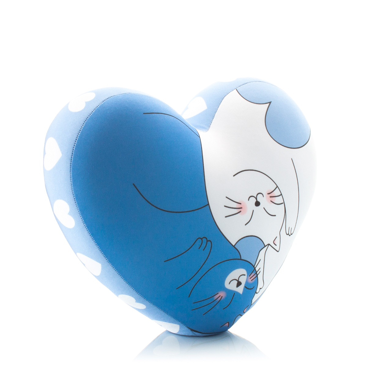 15 Сердце 3D Синее с Котиками 2