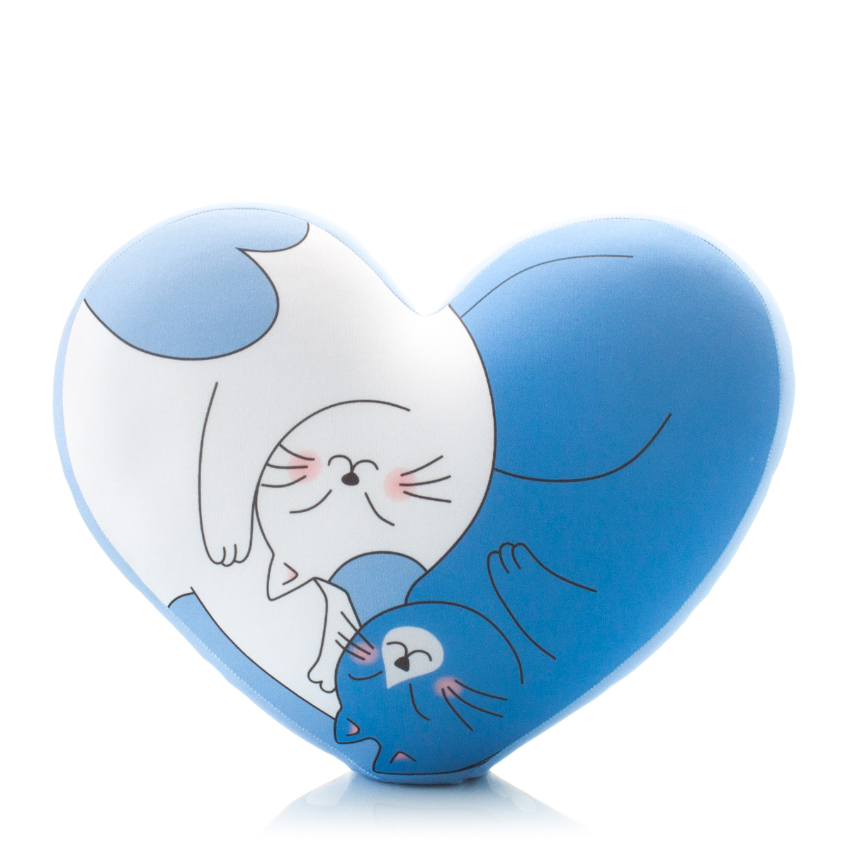 15 Сердце 3D Синее с Котиками 3